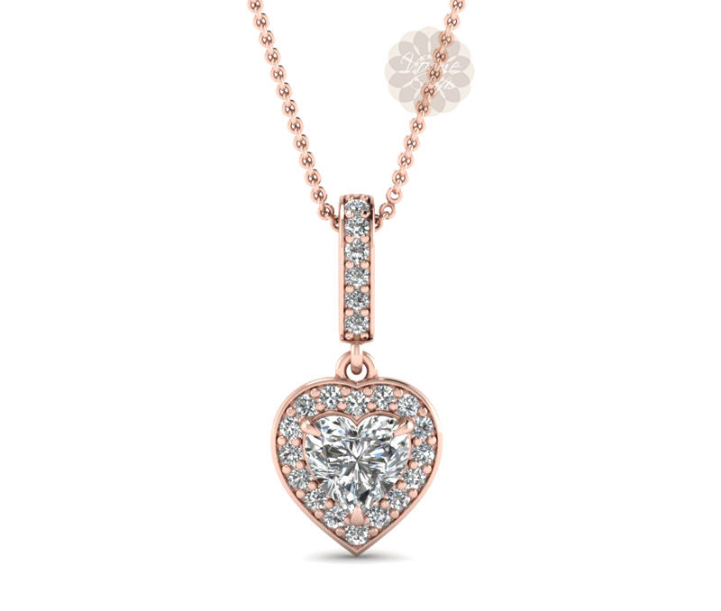 Vogue Crafts & Designs Pvt. Ltd. manufactures Rose Gold Heart Drop Pendant at wholesale price.